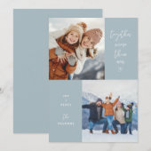 Blauw samen meer dan ooit 2-foto-feestkaart feestdagenkaart (Voorkant / Achterkant)