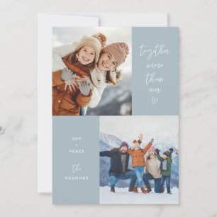 Blauw samen meer dan ooit 2-foto-feestkaart feestdagenkaart