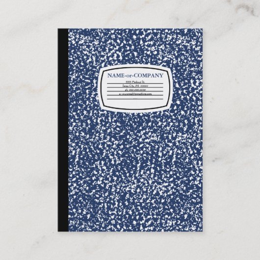 blauw samenstellingsboek visitekaartje (Voorkant)