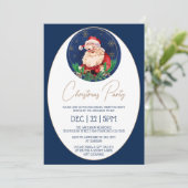 Blauw Santa Elegant Modern Kerstfeest Kaart (Staand voorkant)