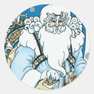 Blauw Santa Sticker