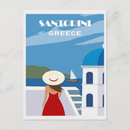  Blauw Santorini Griekenland Grieks Reizen Vrouw Briefkaart