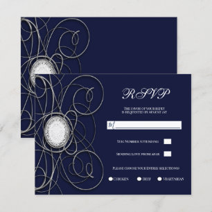 Blauw Saphir & Zilver Diamanten Jubileum RSVP Kaart