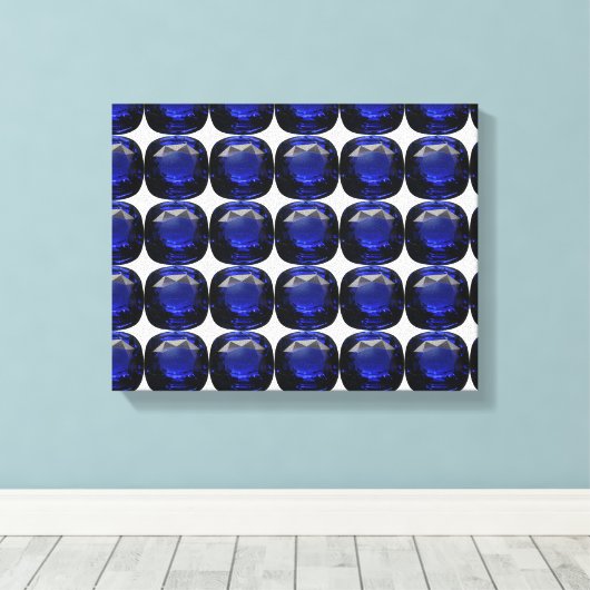 Blauw Saphiren Patroonontwerp Canvas Afdruk (Insitu (Houten vloer))