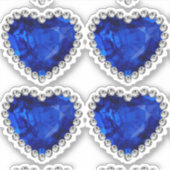 Blauw Sapphire Diamond Jubileum Hart Sticker (Voorkant)