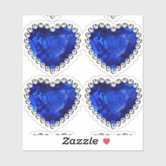 Blauw Sapphire Diamond Jubileum Hart Sticker (Vel)