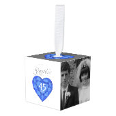 Blauw sapphire hart art. 45e Jubileum foto Decoratie (Voorkant hoekig)