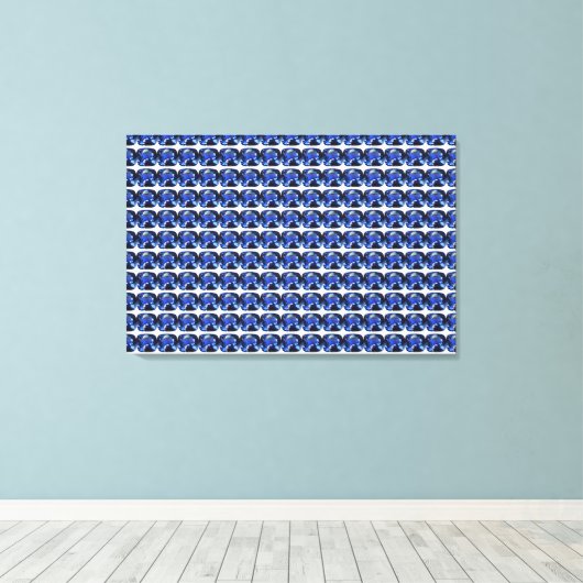 Blauw Sapphire Kussen-Snede Patroon Canvas Afdruk (Insitu (Houten vloer))