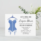 Blauw Sassy Ondergoed Bruidsuitnodiging Kaart (Staand voorkant)