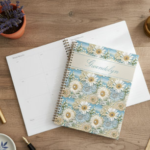 Blauw Satijn Daisy & Parels 3D Planner