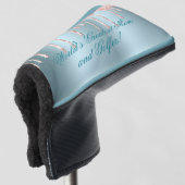 Blauw Satijn, Roze Glitter Drips-Greatest Mom Golf Golfheadcover (3/4 voorkant)