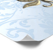 Blauw Satijnen Gouden Metalen Kader Trouw Begroeti Poster (Hoek)