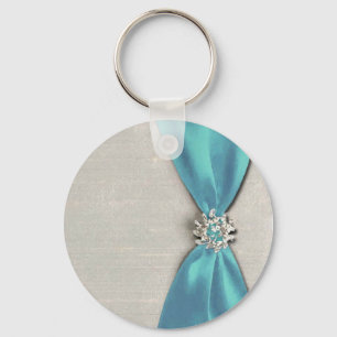 Blauw Satijnen Lint Sleutelhanger