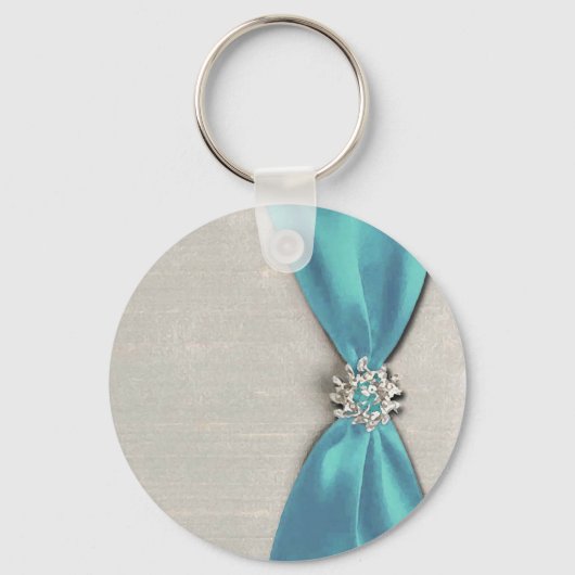 Blauw Satijnen Lint Sleutelhanger (Voorkant)