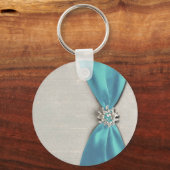 Blauw Satijnen Lint Sleutelhanger (Voorkant)