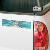 blauw satin lint met juwelen bumpersticker (Op Truck)