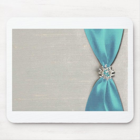 blauw satin lint met juwelen muismat (Voorkant)