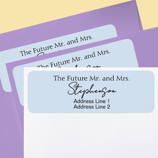 Blauw Save The Date Aangepaste Naam Retouradres Etiket