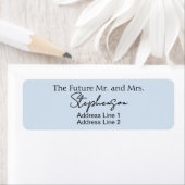 Blauw Save The Date Aangepaste Naam Retouradres Etiket (Insitu)