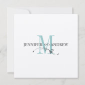 Blauw Save the Date Monogram Aankondiging (Achterkant)