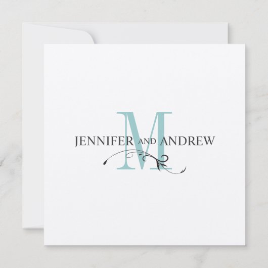 Blauw Save the Date Monogram Aankondiging (Achterkant)