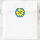 Blauw Save the Day Superhero Aangepaste Verjaardag Ronde Sticker (Tas)