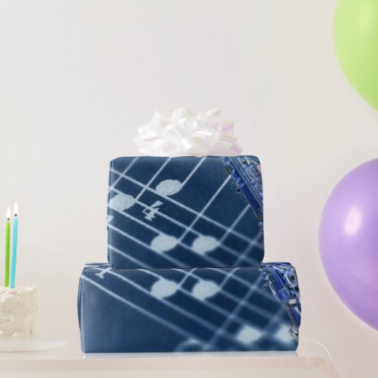 Blauw Saxofoon Inpakpapier (Feestgeschenken)