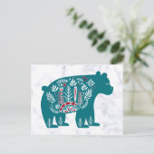 blauw Scandinavisch Beer Briefkaart (Staand voorkant)