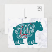 blauw Scandinavisch Beer Briefkaart (Voorkant / Achterkant)