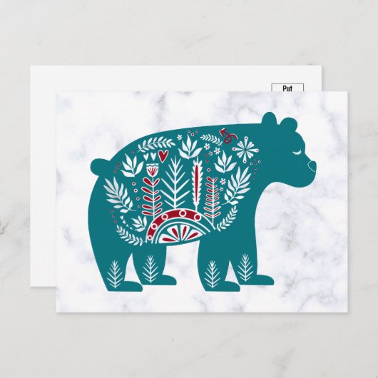  blauw Scandinavisch Beer Briefkaart (Voorkant / Achterkant)