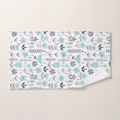 Blauw Scandinavisch bloempatroon Bad Handdoek (Handdoek)