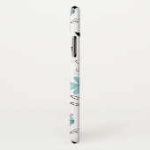 Blauw Scandinavisch Bloempatroon Monogram Case-Mate iPhone Case (Achterkant / rechts)