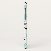 Blauw Scandinavisch Bloempatroon Monogram Case-Mate iPhone Case (Achterkant/links)