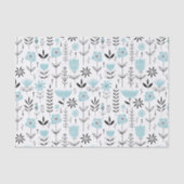 Blauw Scandinavisch bloempatroon Tissuepapier (Voorkant)