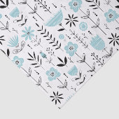 Blauw Scandinavisch bloempatroon Tissuepapier (Detail)