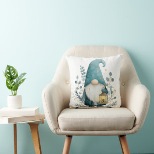Blauw Scandinavisch Kerstkabouterlantaarn Kussen