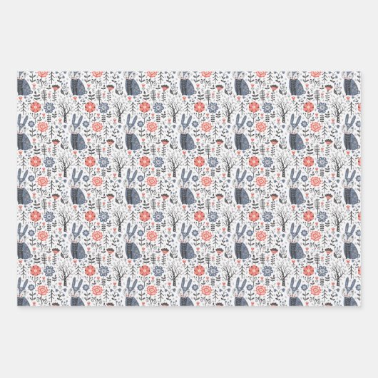 Blauw Scandinavisch Noords Inpakpapier Vel (Voorkant)