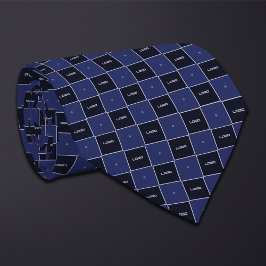 Blauw Schaakbord Logo Patroon Stropdas