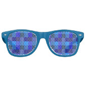 Blauw schaakbord patroon retro zonnebril (Voorkant)