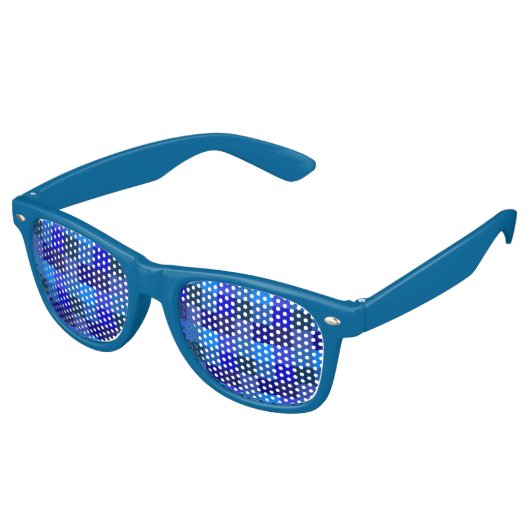Blauw schaakbord patroon retro zonnebril (Gekanteld)