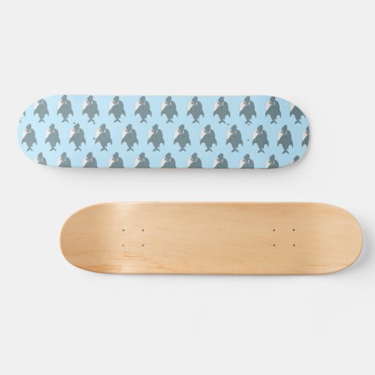 Blauw schaakbord voor haaienontwerp persoonlijk skateboard (Horizontaal)