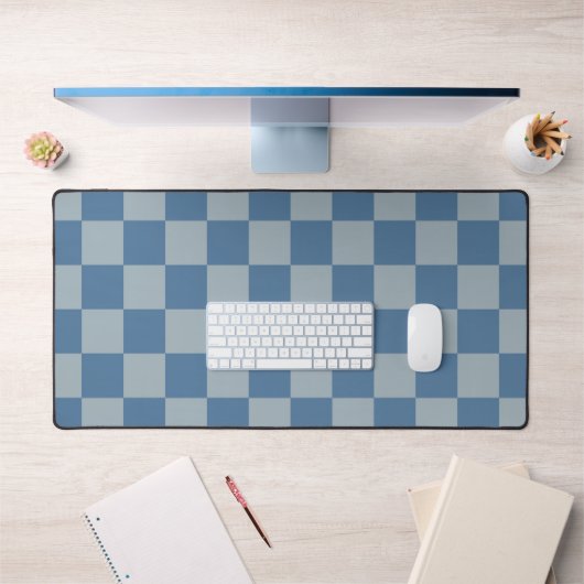 Blauw schaakbordpatroon bureaumat (Kantoor 1)