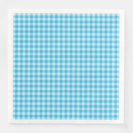 Blauw schaakbordpatroon servet