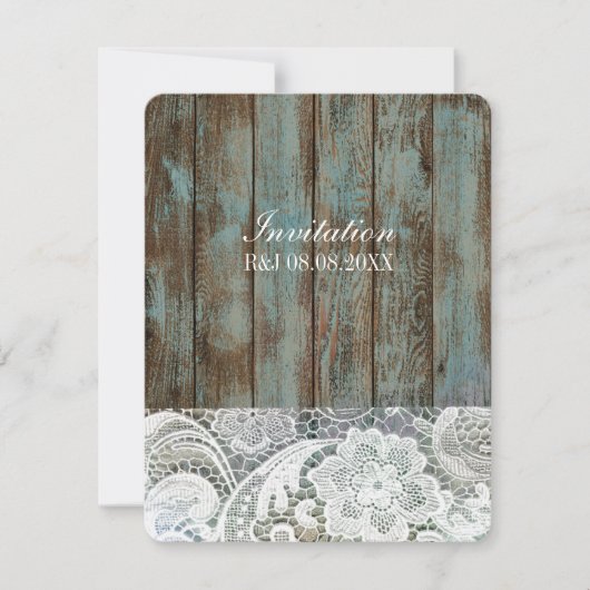 blauw-schaap-hout bruiloft kaart (Voorkant)