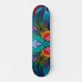 Blauw schaarplaat met regenboogkoi-visontwerp persoonlijk skateboard