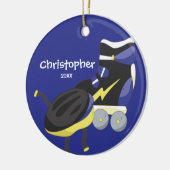 Blauw Schaats met rolstoelsport kerstversiering Keramisch Ornament (Links)