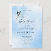 Blauw, schattig baby shower kaart (Voorkant)