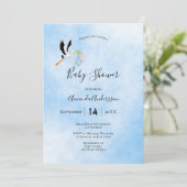 Blauw, schattig baby shower kaart (Staand voorkant)