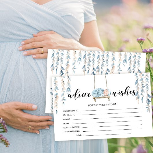 Blauw schattig boho boy baby shower advies wenskaa briefpapier