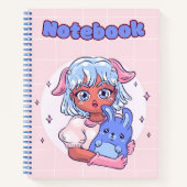 Blauw schattig meisje 💜💛✨ notitieboek (Voorkant)